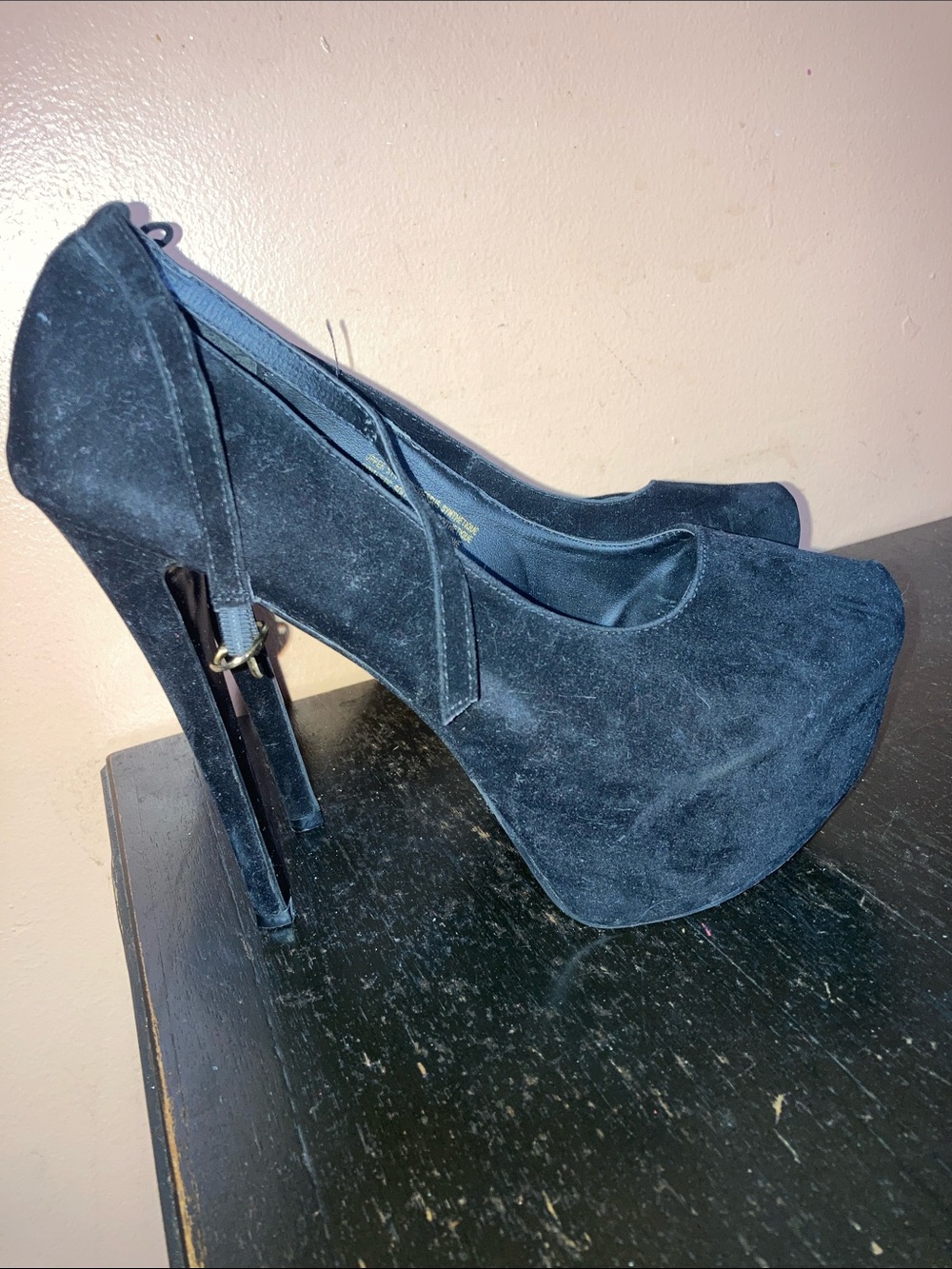 Classic Black Suede Platform High Heels